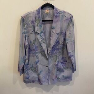 Vintage‎ Plus Size Purple Floral Blazer